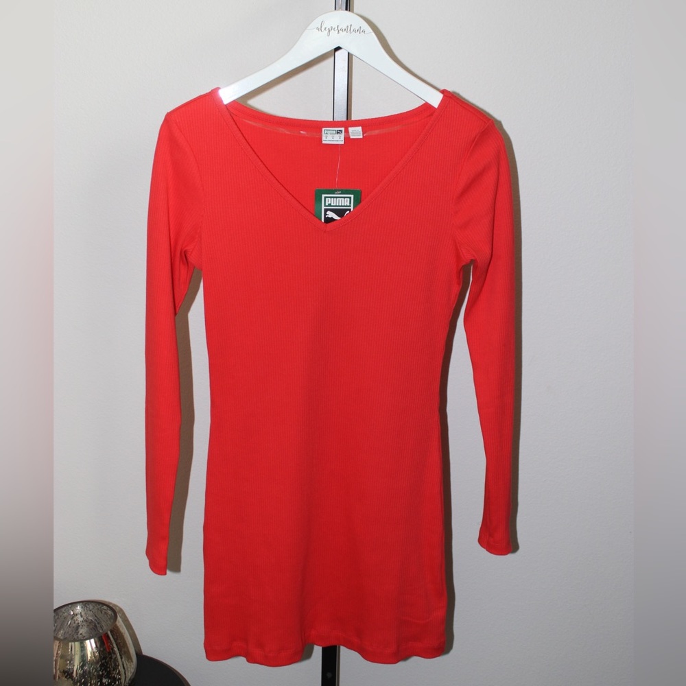 Puma Long Sleeve Ribbed Mini Dress